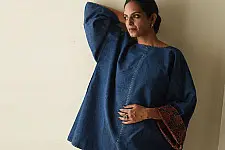 Kimono | Ajrakh Block Printed & Denim ~ Reversible Cotton Jacket
