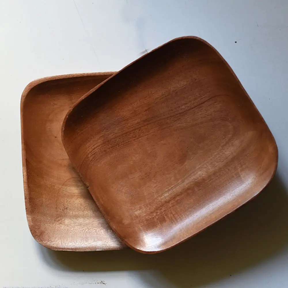handmade wooden square platters set of two with rounded corners