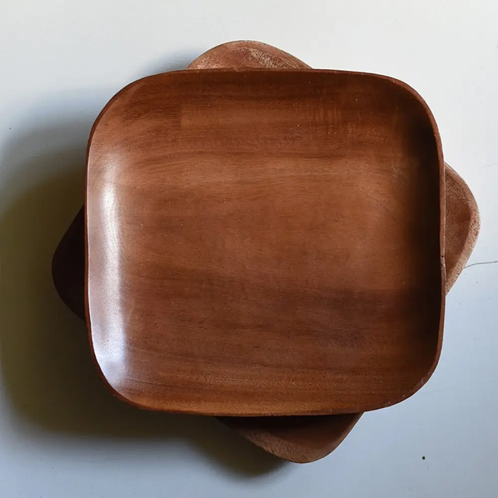 handmade wooden square platters set of two with rounded corners