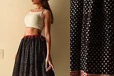 Flowers in a River | Jawariya Block Printed Short Skirt - Black Doted