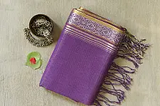 कमला | Handloom Cotton Saree With Zari border | Purple