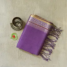 कमला | Handloom Cotton Saree With Zari border | Purple