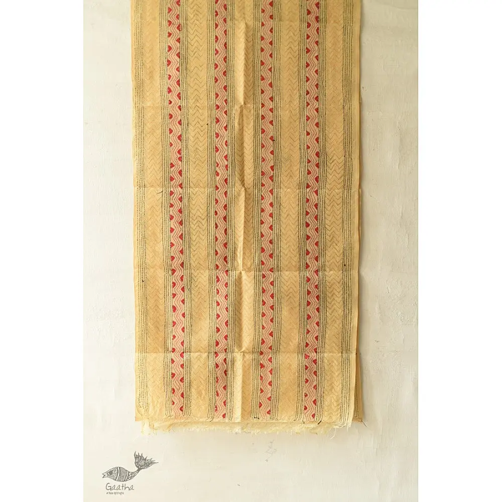 Hand Embroidered Kantha Tussar Silk Stole