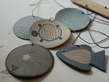 Ceramic . Hangings |  Handmade Ceramic Chimes - A