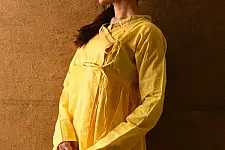 Raas | Angarkha Style Handloom Cotton Kediyu - Yellow