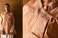 Raas | Angarkha Style Handloom Cotton Kediyu - Light Orang Brown