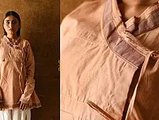 Raas | Angarkha Style Handloom Cotton Kediyu - Light Orang Brown