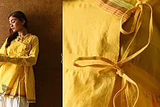 Raas | Angarkha Style Handloom Cotton Kediyu - Yellow