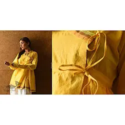 Raas | Angarkha Style Handloom Cotton Kediyu - Yellow