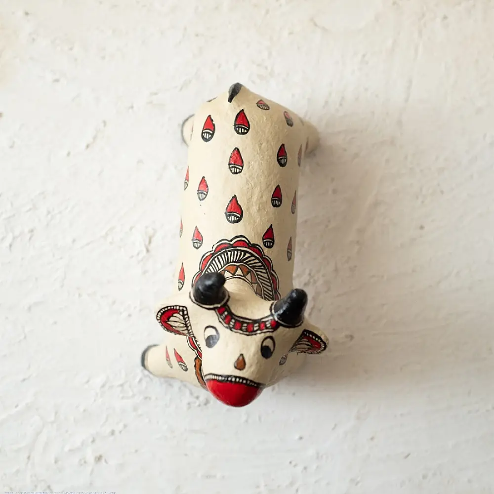 shop Madhubani Hand Painted Paper Mache ~ big cow