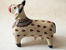 Madhuban . मधुबन ❁ Madhubani Hand Painted Paper Mache ~ Cow (B)