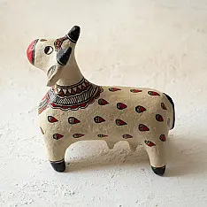 Madhuban . मधुबन ❁ Madhubani Hand Painted Paper Mache ~ Cow (B)