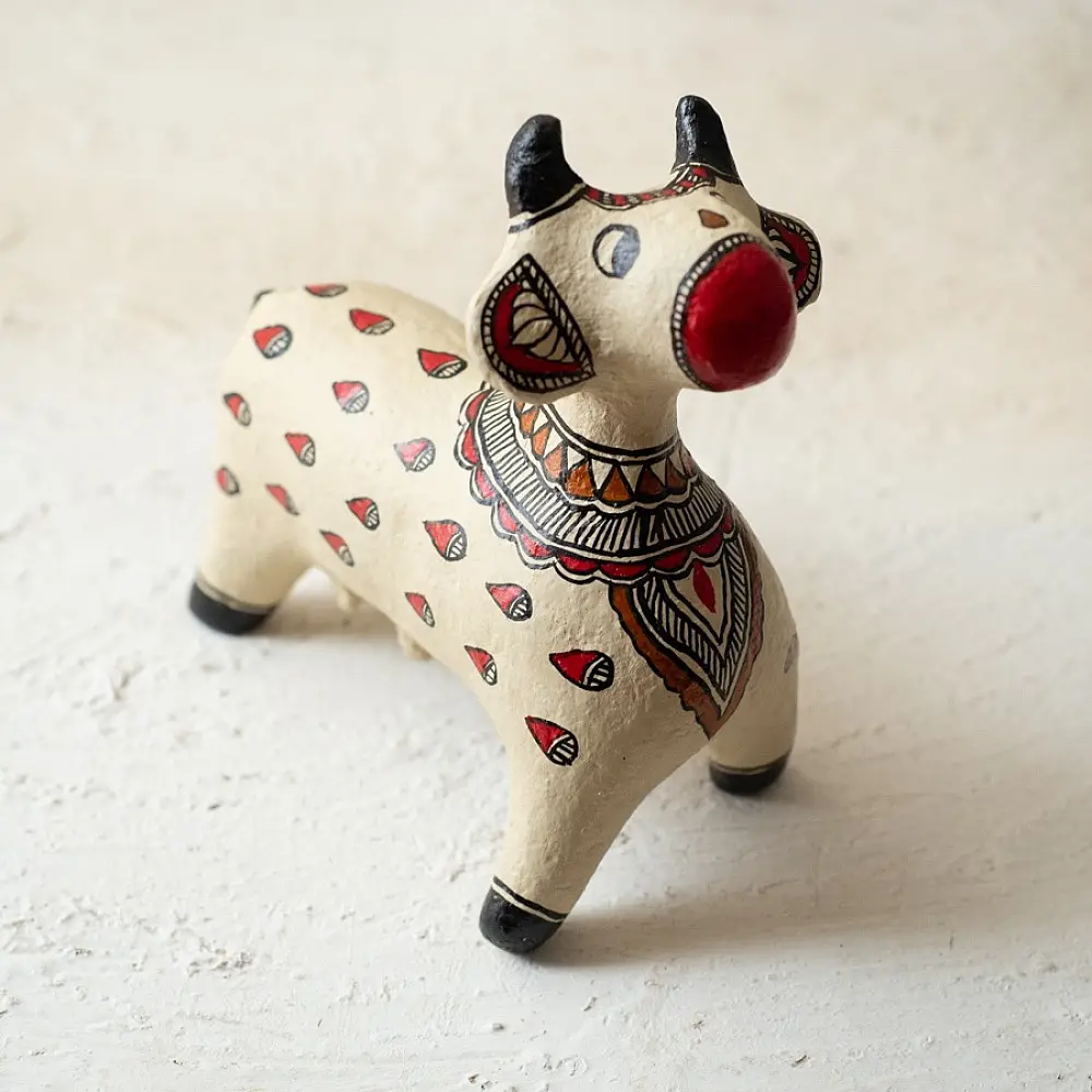 shop Madhubani Hand Painted Paper Mache ~ big cow