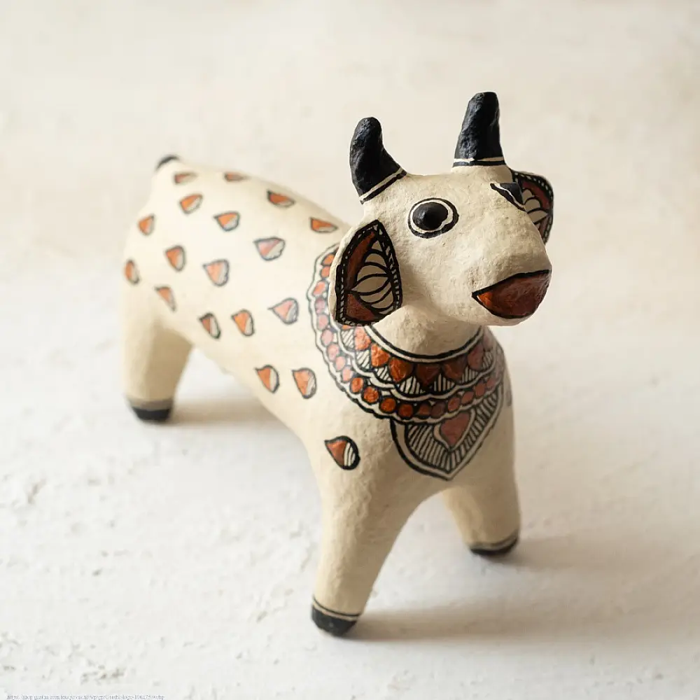 shop Madhubani Hand Painted Paper Mache ~ big cow