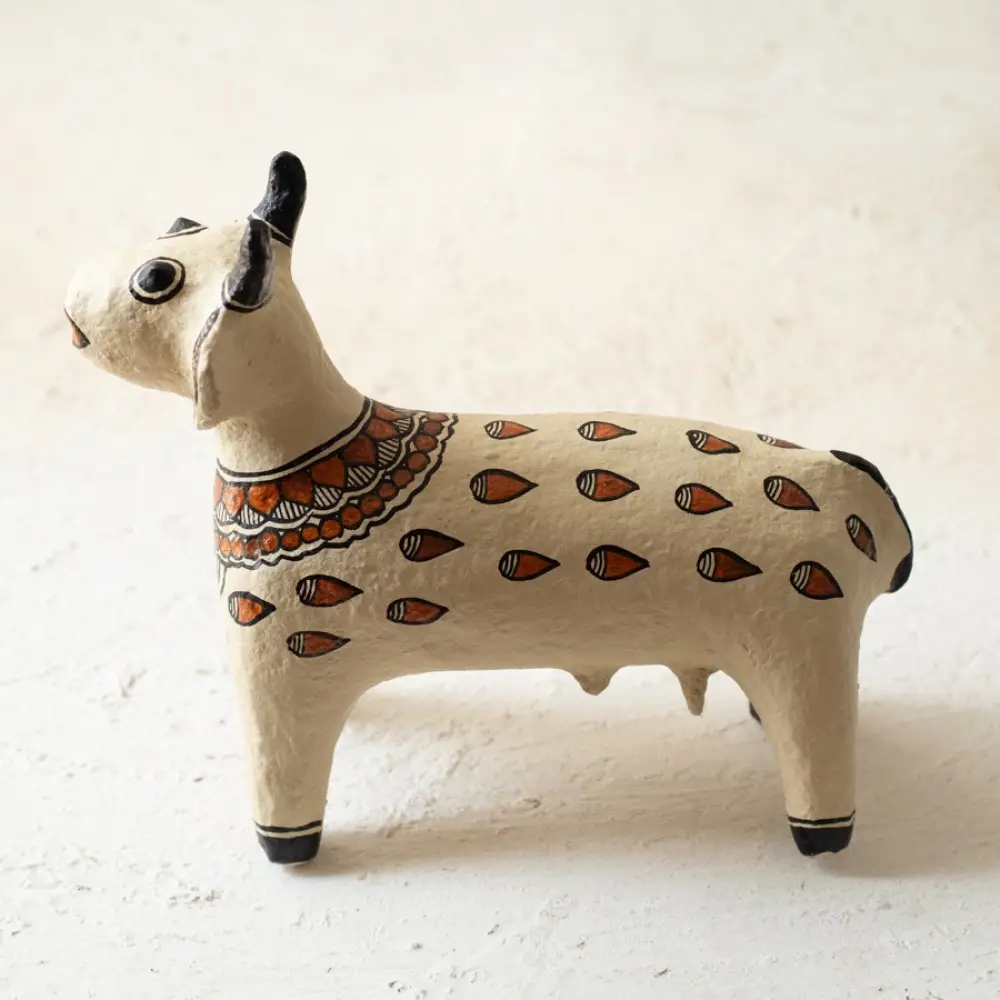 shop Madhubani Hand Painted Paper Mache ~ big cow
