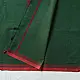 handloom begampuri pure cotton saree in forest green with red and mustard yellow woven temple borders and tassel fringe