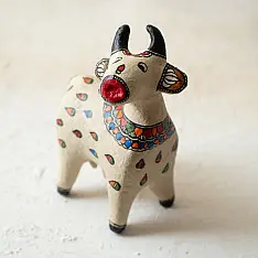 Madhuban . मधुबन ❁ Madhubani Hand Painted Paper Mache ~ Dhenu / Cow