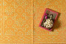A finite infinity ❧ Dabu Block Printed Dhurrie ( 5 X 3 ) - Yellow