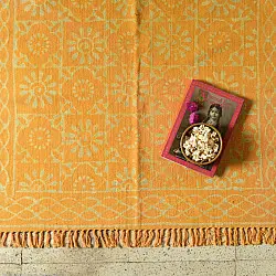 A finite infinity ❧ Dabu Block Printed Dhurrie ( 5 X 3 ) - Yellow