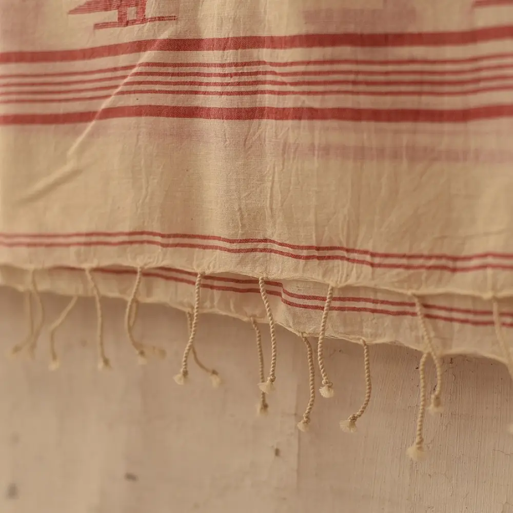 shop Handloom Soft Cotton Jamdani Stole - Bird Motif