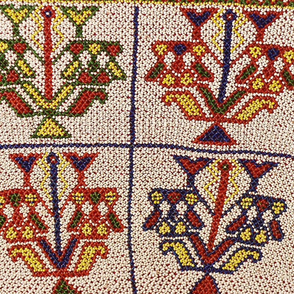 Gujrat Bead Work - Old & Antique Wall Hanging - Flower Pot Motif