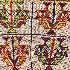 Prachin . प्राचीन  ❂ Gujrat Bead Work - Old & Antique Wall Hanging - Flower Pot Motif