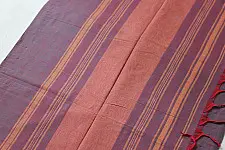 Sadaa . सदा | Begampuri Handloom Deep Plum Maroon Cotton Dhoop Chaon Saree