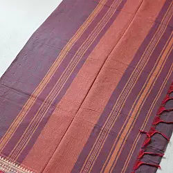 Sadaa . सदा | Begampuri Handloom Deep Plum Maroon Cotton Dhoop Chaon Saree