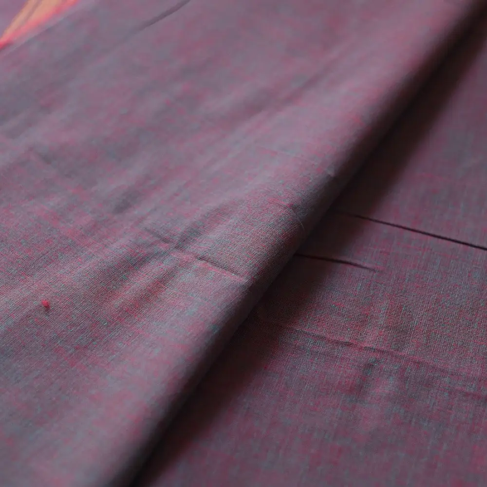 handloom begampuri pure cotton saree in deep plum maroon with mustard yellow and beige woven temple borders and tassel fringe