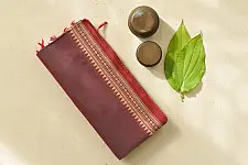 Sadaa . सदा | Begampuri Handloom Deep Plum Maroon Cotton Dhoop Chaon Saree