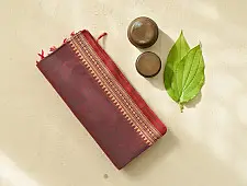 Sadaa . सदा | Begampuri Handloom Deep Plum Maroon Cotton Dhoop Chaon Saree