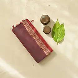 Sadaa . सदा | Begampuri Handloom Deep Plum Maroon Cotton Dhoop Chaon Saree