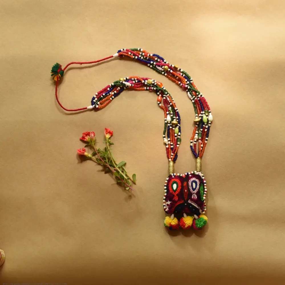  Handmade Tribal Necklace / Embroidered Patch Necklace