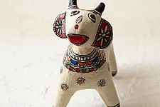 Madhuban . मधुबन ❁ Madhubani Hand Painted Paper Mache ~ Nandi / Cow