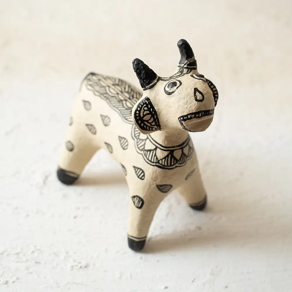 shop Madhubani Hand Painted Paper Mache ~ big cow