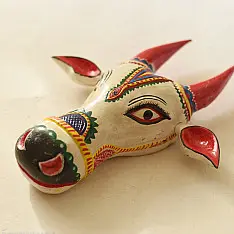 Handmade Wooden Mask ~ White Nandi