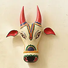 Handmade Wooden Mask ~ White Nandi