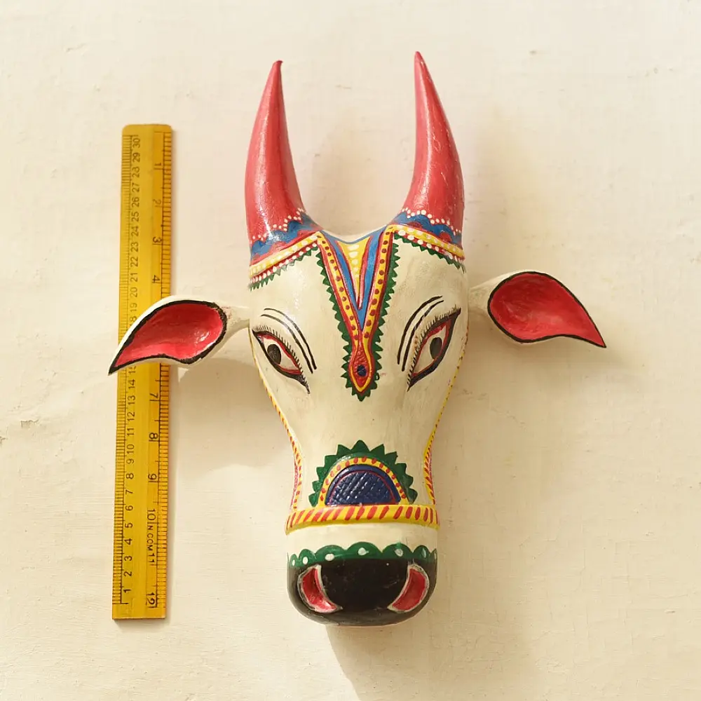 shop handmade wooden mask -  White Nandi