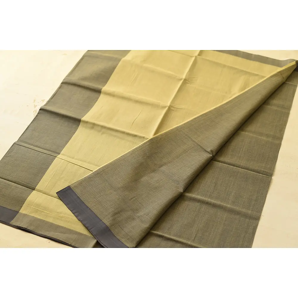 Handwoven cotton saree |  from Andhra Pradesh - Light Yellow