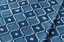 A finite infinity ❧ Indigo Natural Dyed Dhurrie ( 5 X 3 feet ) - Dabu