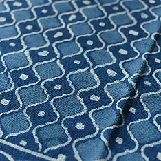 A finite infinity ❧ Indigo Natural Dyed Dhurrie ( 5 X 3 feet ) - Dabu