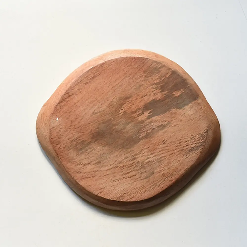 handmade wooden round platter with organic edge and natural finish