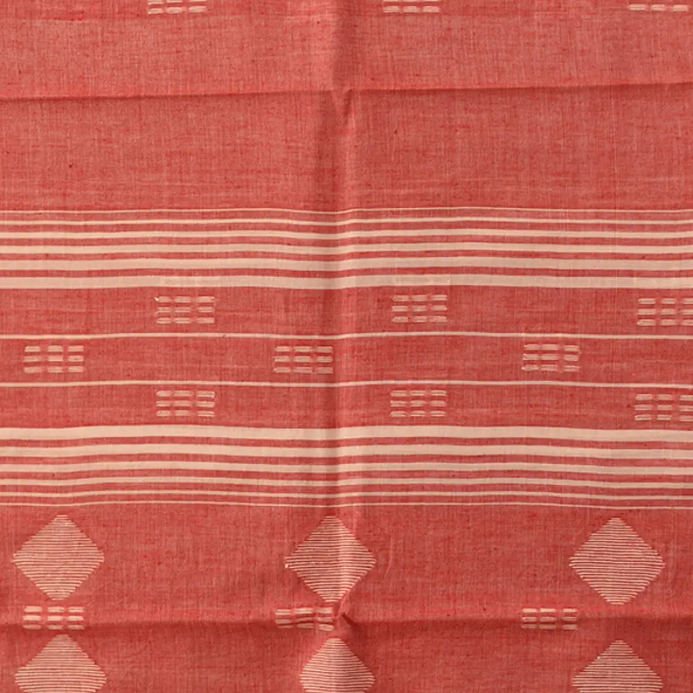shop Handloom Soft Cotton Jamdani Stole - Tomato Red
