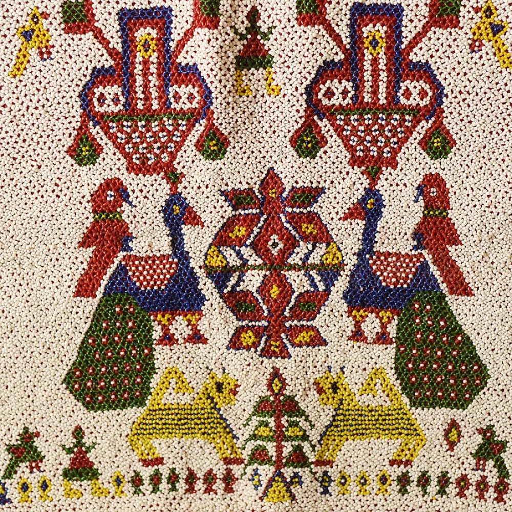 Saurashtra Beadwork - Old & Antique Wall Hanging - Peacock Motif Chakda