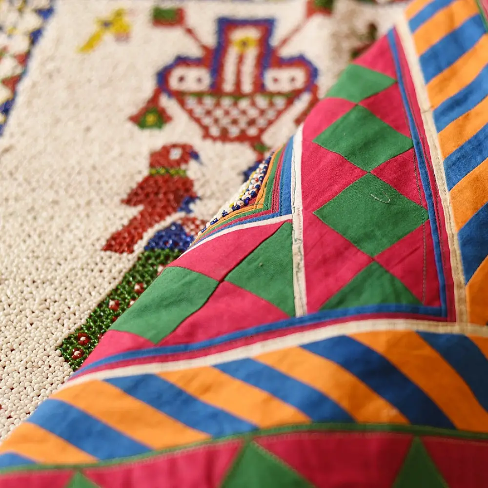 Saurashtra Beadwork - Old & Antique Wall Hanging - Peacock Motif Chakda