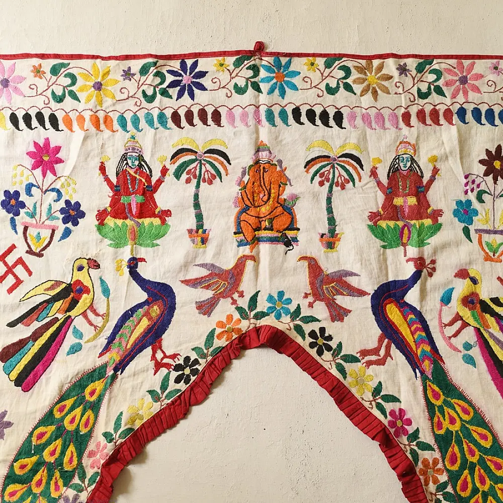 Old Hand Embroidered Wall Hanging