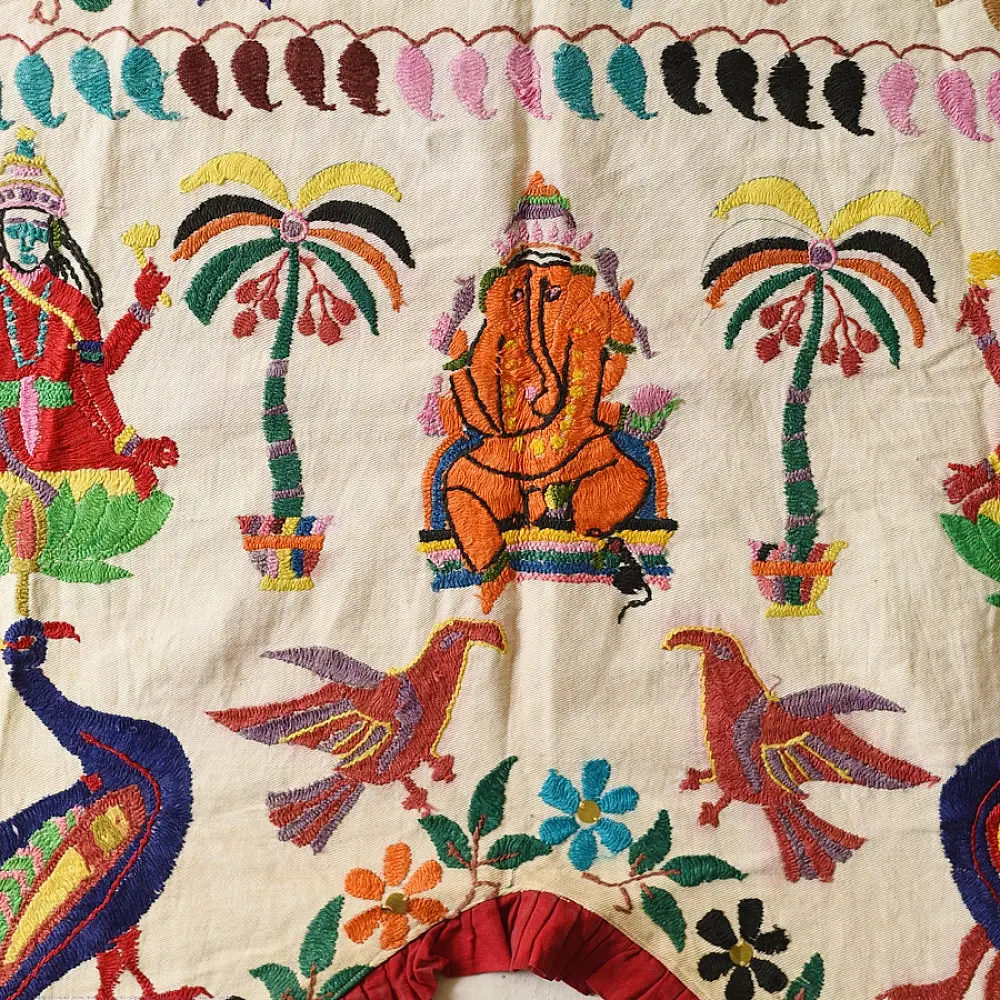 Old Hand Embroidered Wall Hanging