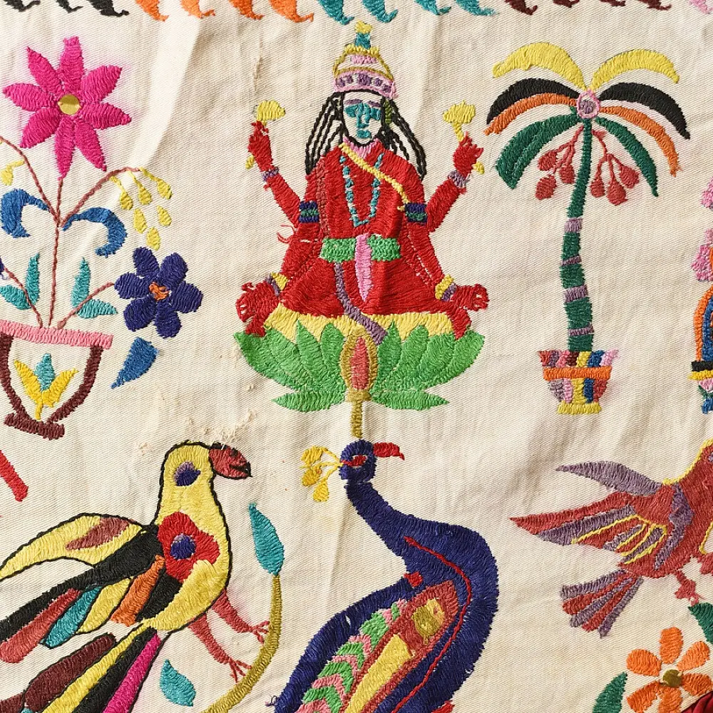 Old Hand Embroidered Wall Hanging