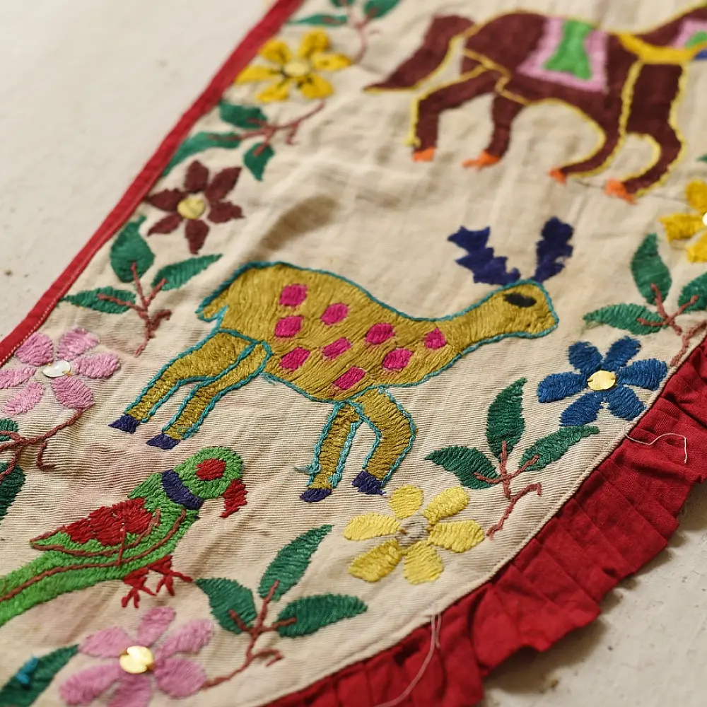 Old Hand Embroidered Wall Hanging