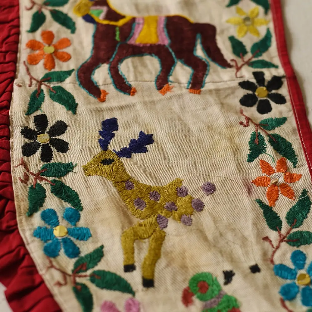 Old Hand Embroidered Wall Hanging